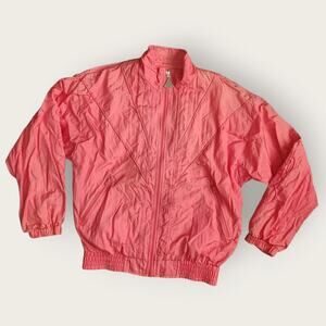 Wilson Windbreaker Track Jacket Women's Sz S Coral Pink Full Zip Lined Lite VTG